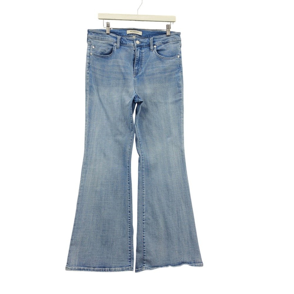 Liverpool Womens Retro 70s Wide Leg Hannah Flare Bell Bottom Jeans 14/32 Blue